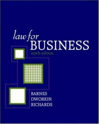 Law For Business by A James Barnes