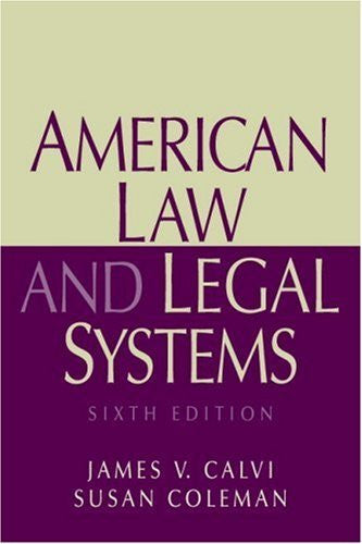 American Law And Legal Systems by James V Calvi