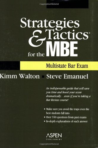 Strategies And Tactics For The Mbe by Steven Emanuel