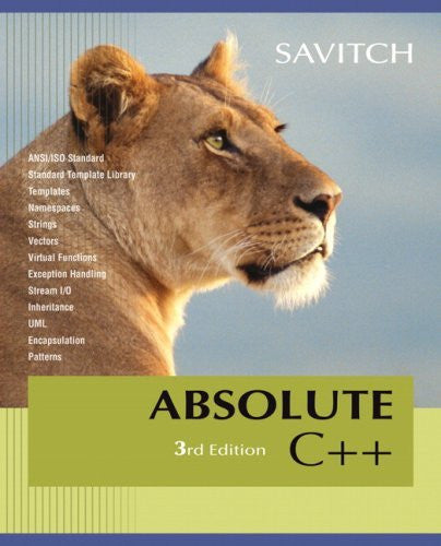 Absolute C++ by Walter Savitch